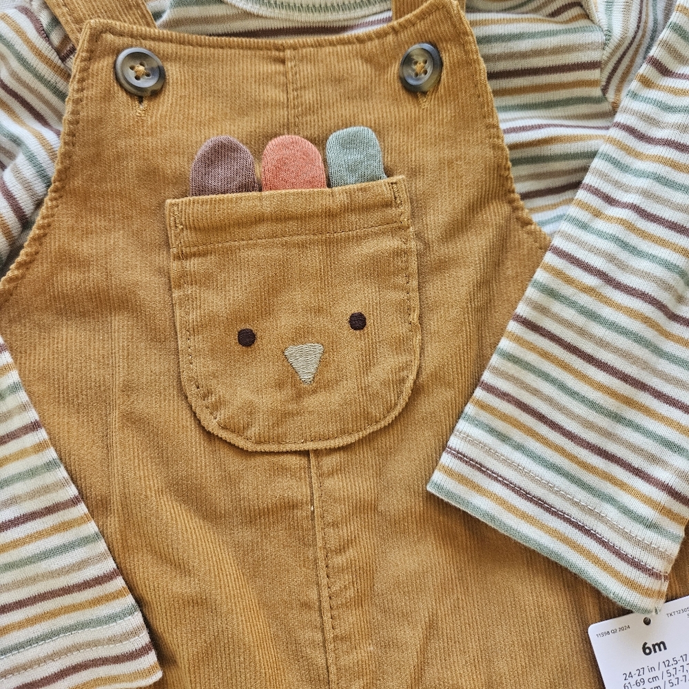 Carter's Striped Baby Overalls with Turkey Pocket